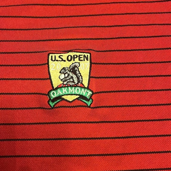 US open oakmont adidas red black stripe polo iditarod systems size XL - Picture 3 of 10